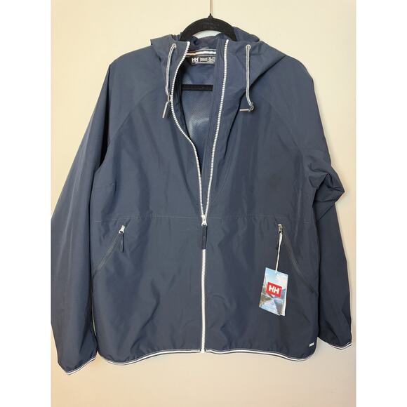 Helly Hansen Women's Koster Rain Jacket XL Navy Hooded Waterproof Rain Coat NWT - Picture 3 of 15